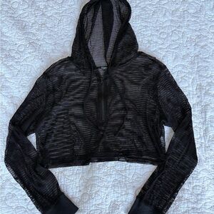 Mesh Copped Hoodie Wild Fable—Black